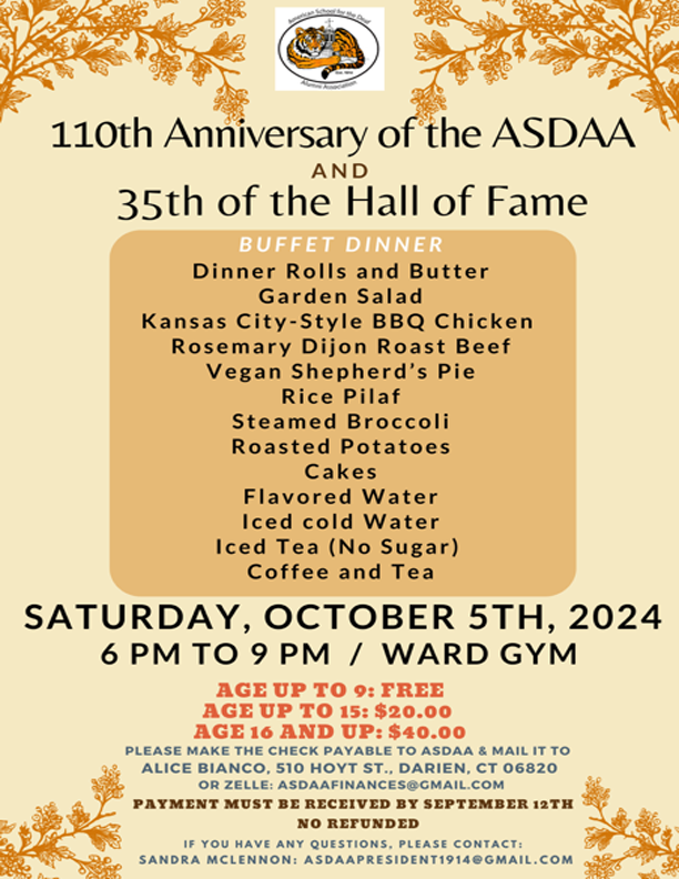 2024 ASDAA Anniversary and Hall of Fame Banquet Flyer