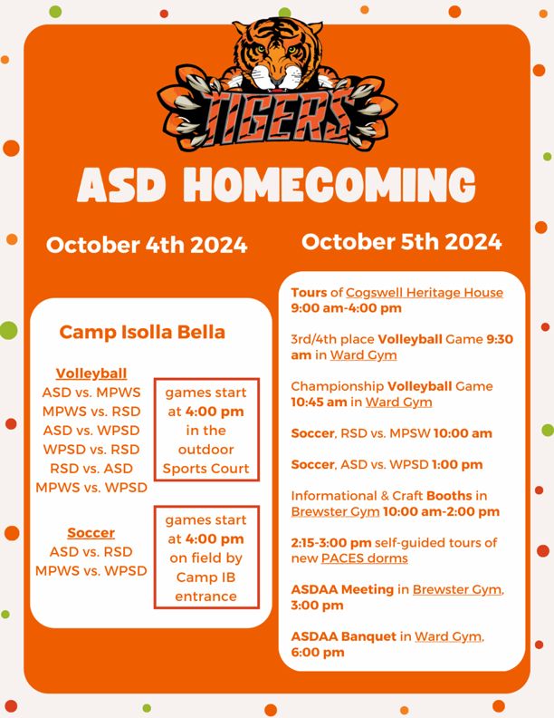 2024 ASD Homecoming Schedule